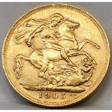 AUSTRALIA 1905 . ONE 1 SOVEREIGN . MELBOURNE . GOLD